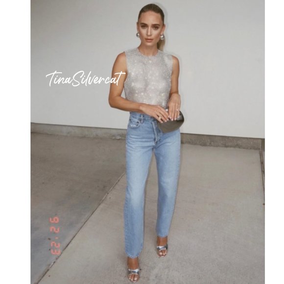 BLOGGER'S FAVE! Zara Open Back Rhinestone Top NWT - Picture 10 of 17